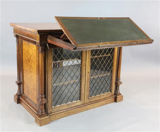 A fine quality early Victorian walnut and birds eye maple library cabinet, W.4ft D.2ft 6in. H.3ft 2in.